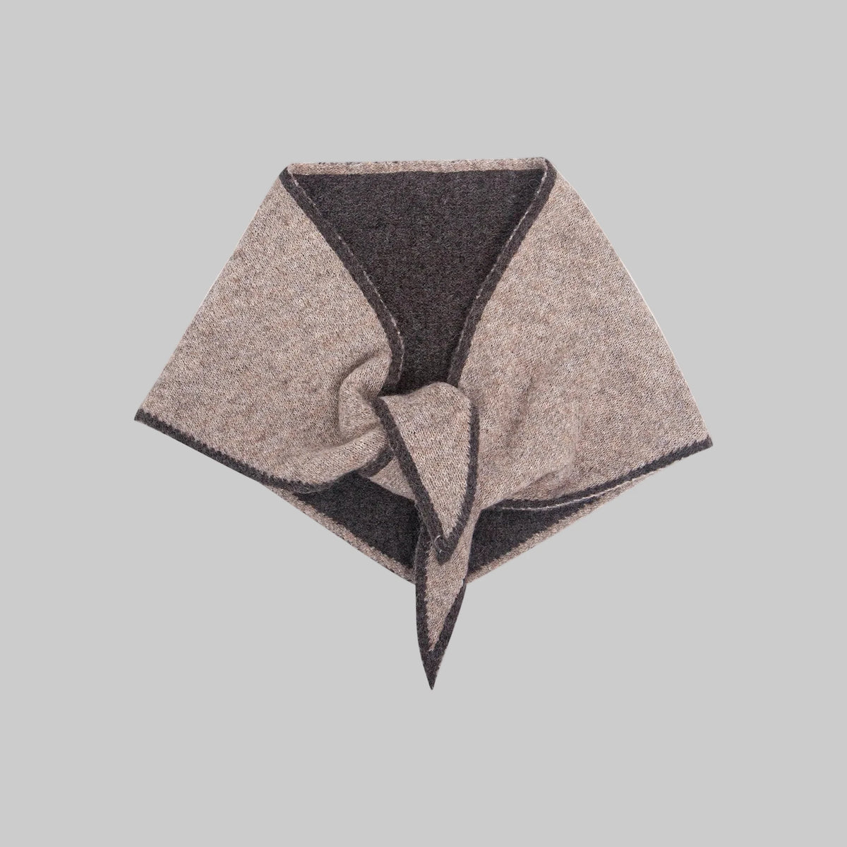 Contrast Trim Triangle Scarf - Beige/Brown