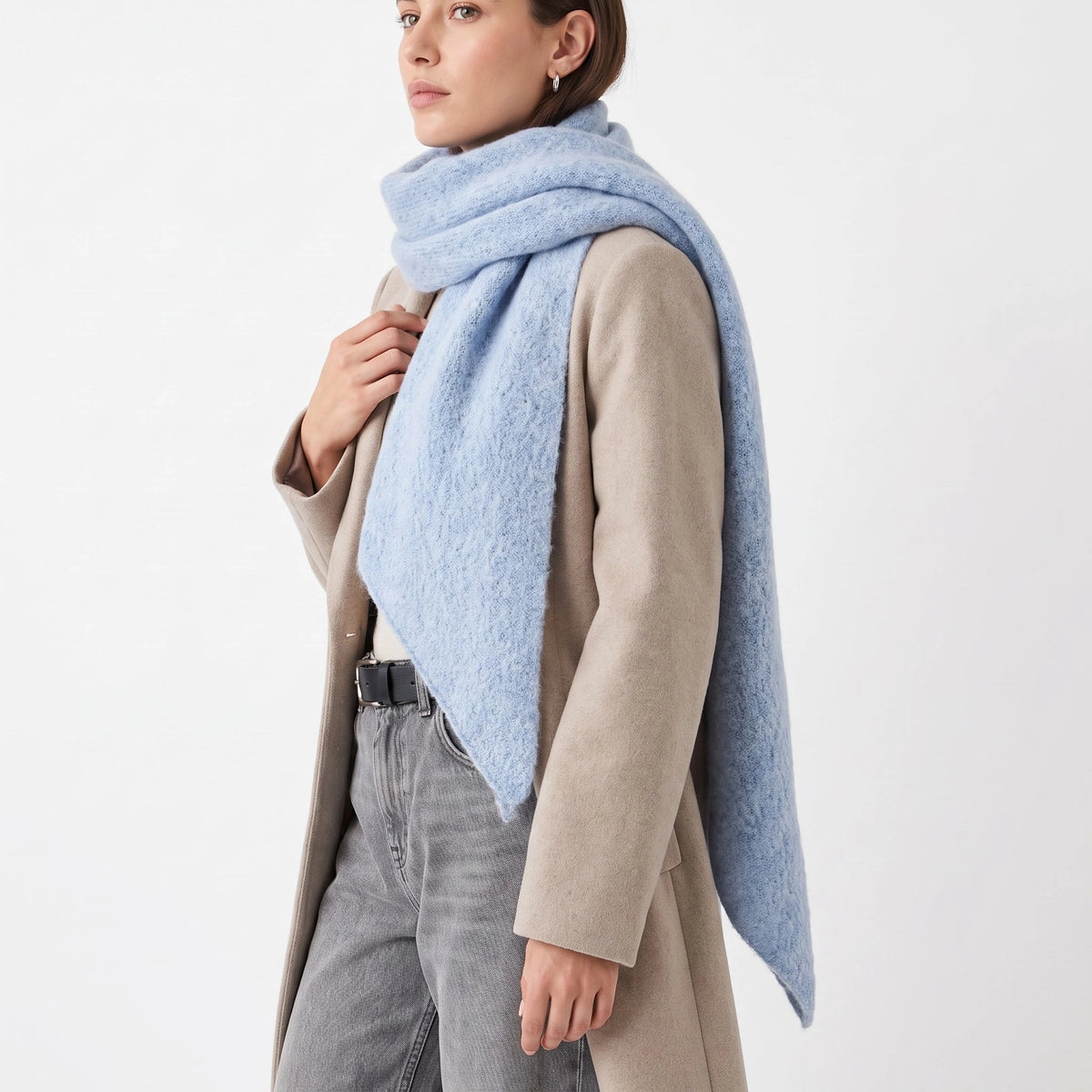 Asymmetric Heavyweight Scarf - Light Blue