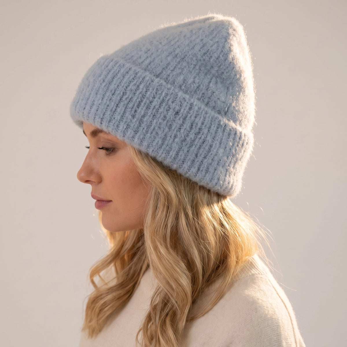 Textured Beanie Hat - Light Blue