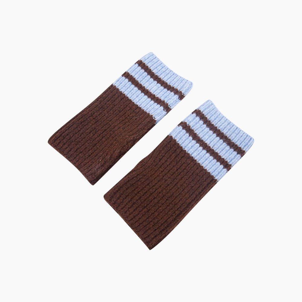 Striped Cuff Wrist Warmer - Brown/Blue