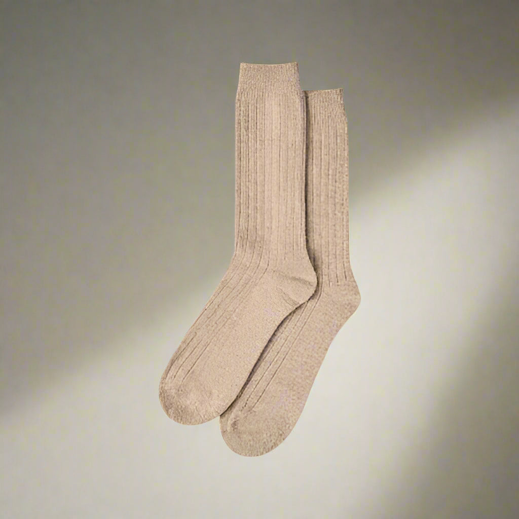 Cashmere Rib Socks - Beige
