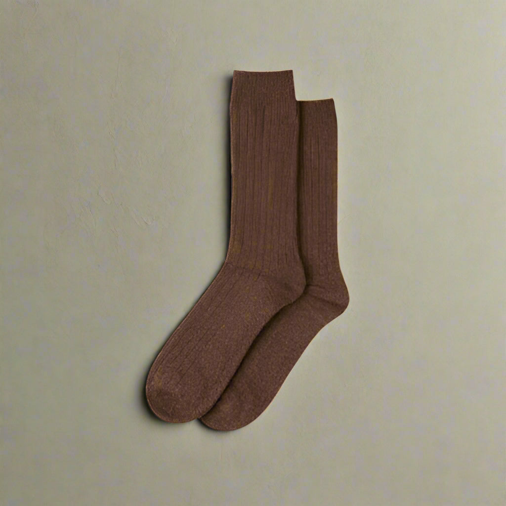 Cashmere Rib Socks - Chocolate