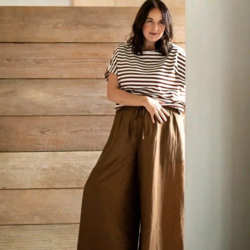 Wei Stripe Top - Tobacco/ Ecru