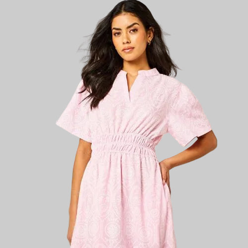 Paisley Print Tiered Maxi Dress - Light Pink
