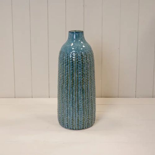 Tall Blue Ceramic Vase