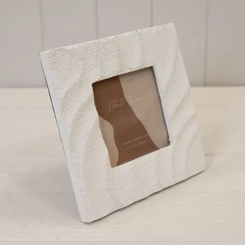 Fresh White Sandy Textured Square Photo Frame