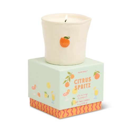 Orange Embossed Ceramic Candle - Citrus Spritz