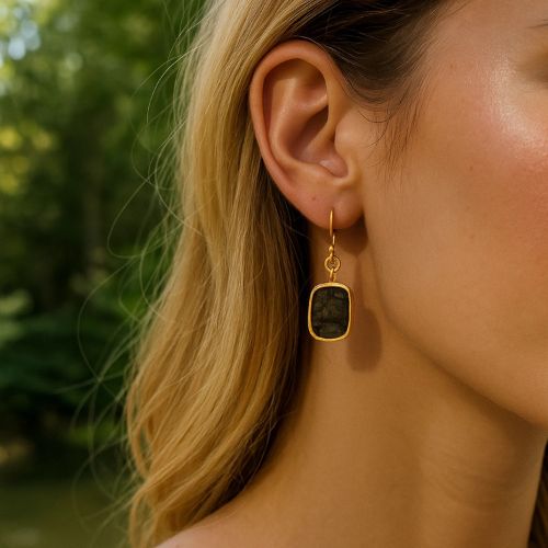 Labradorite Birthstone Earring Handmade Rough Hook Earring