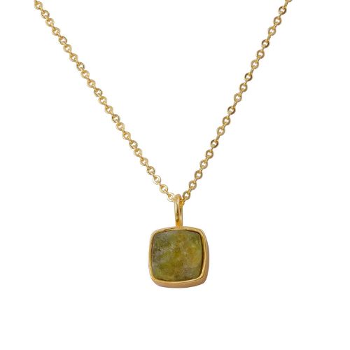 Raw Peridot Necklace Gold-Plated Pendant