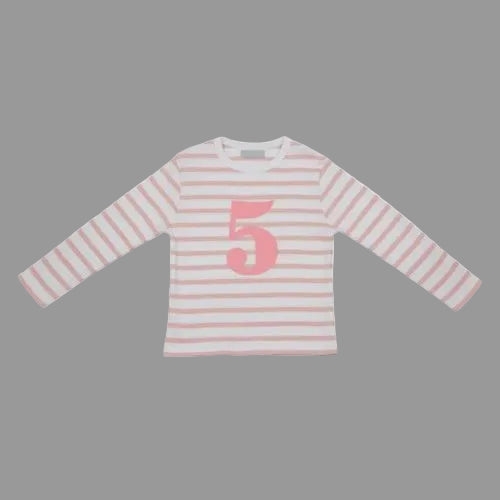 Dusty Pink & White Stripe T-shirt Age 5