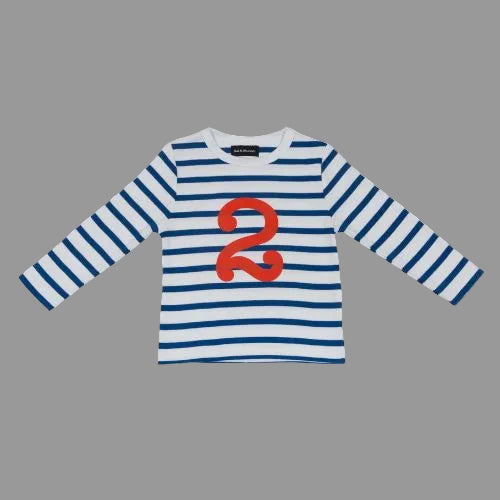 French Blue & White T- Shirt Age 2