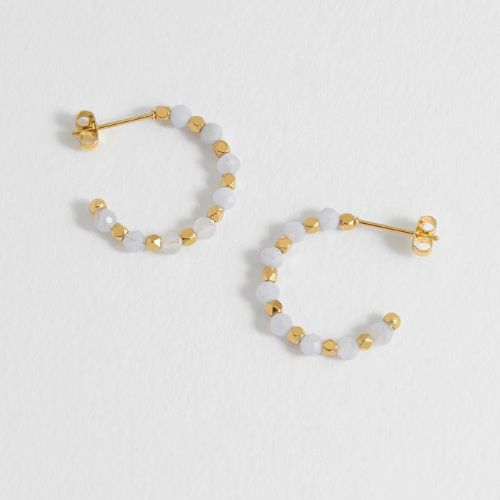 Wellness Blue Lace Agate Coco Beaded Hoops