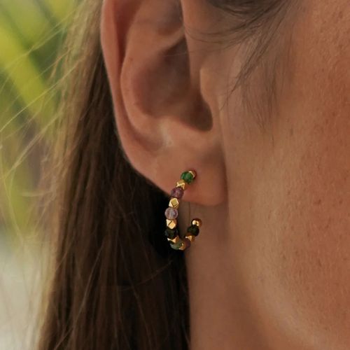 Wellness Tourmaline Coco Beaded Hoops