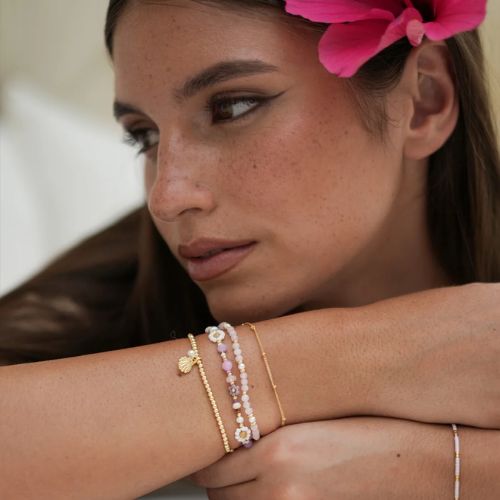 Lilac Beaded Flower Bracelet