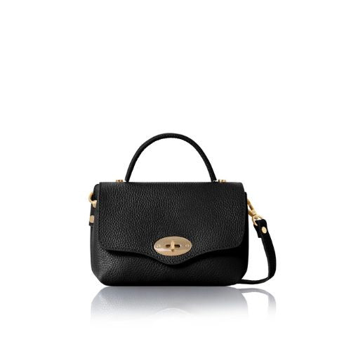 Italian Handmade Genuine Leather Mini Top Handle Crossbody - Black