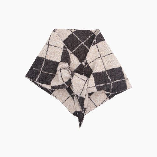 Traditional Check Triangle Heavyweight Scarf - Brown/Cream