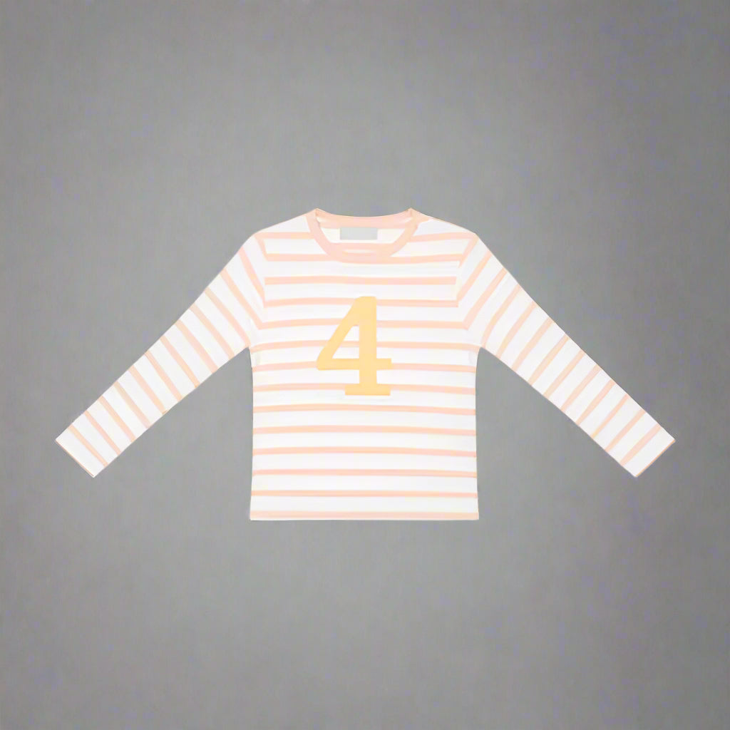 Powder Pink & White Striped T- Shirt - Age 4