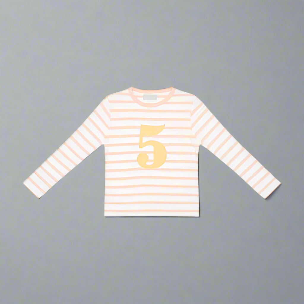Powder Pink & White Striped T- Shirt - Age 5