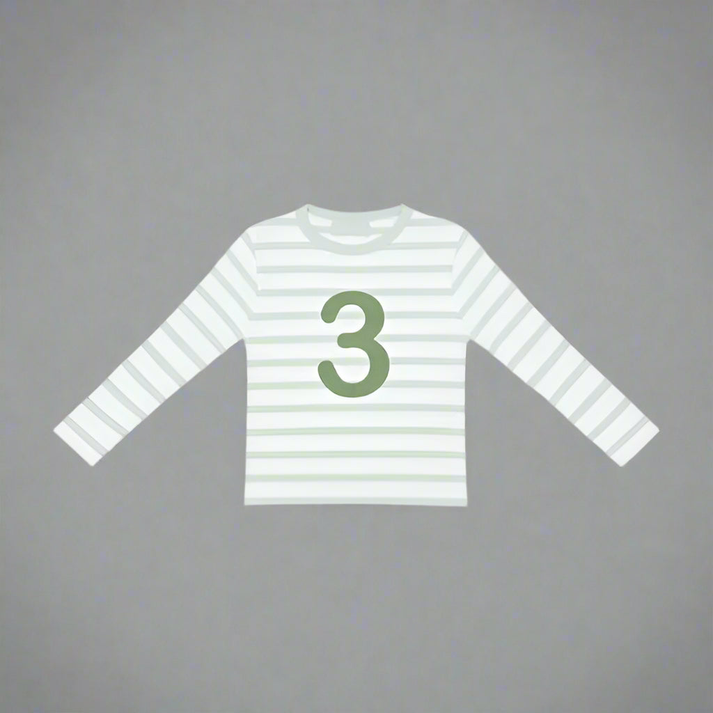 Green & White Striped T-Shirt - Age 3