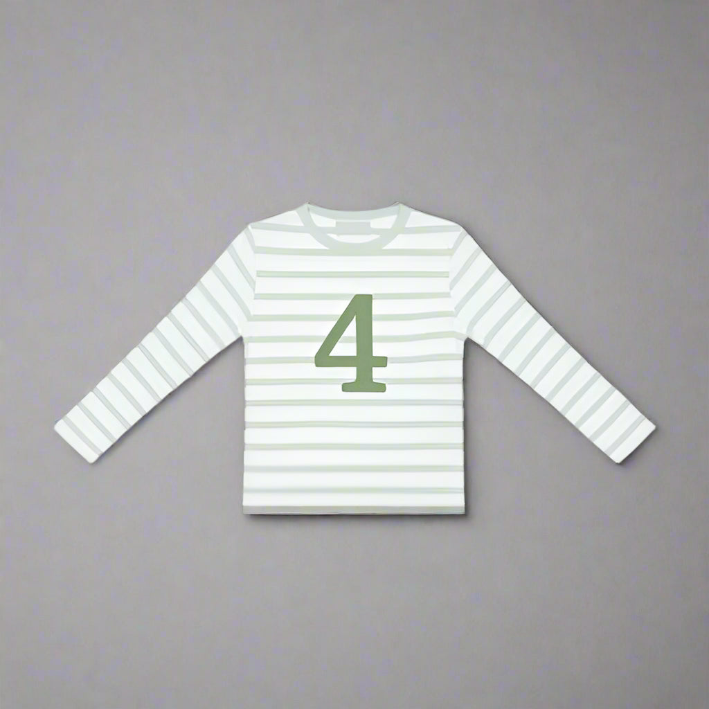 Green & White Striped T-Shirt - Age 4