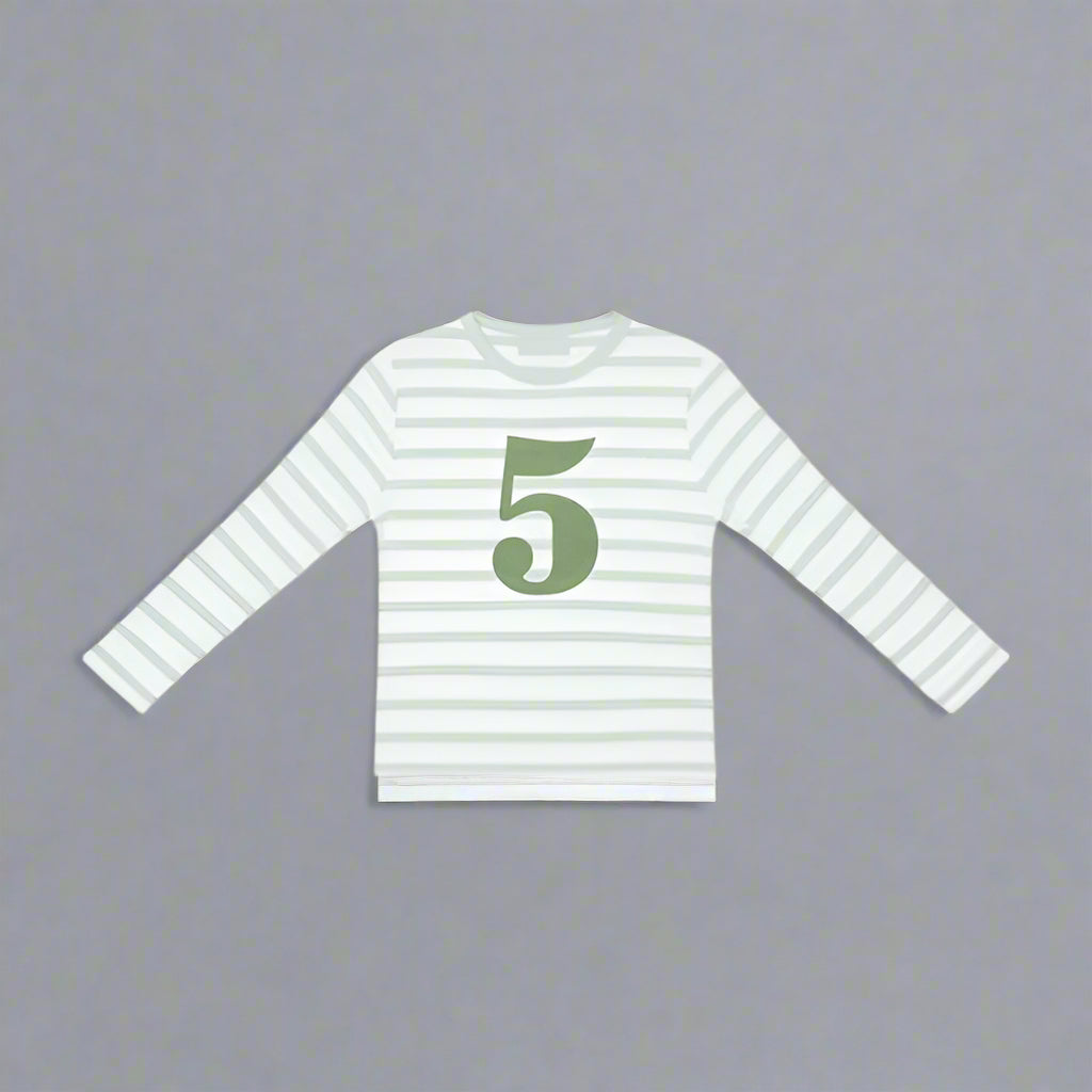 Green & White Striped T-Shirt - Age 5