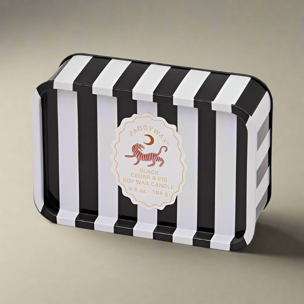 Tiger Printed Tin Candle - Black Cedar & Fig
