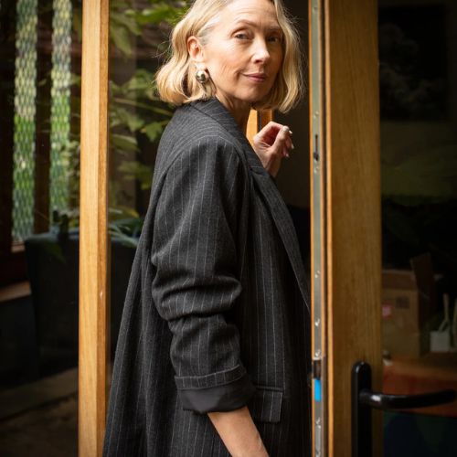 Drew Blazer - Carcoal Pinstrip