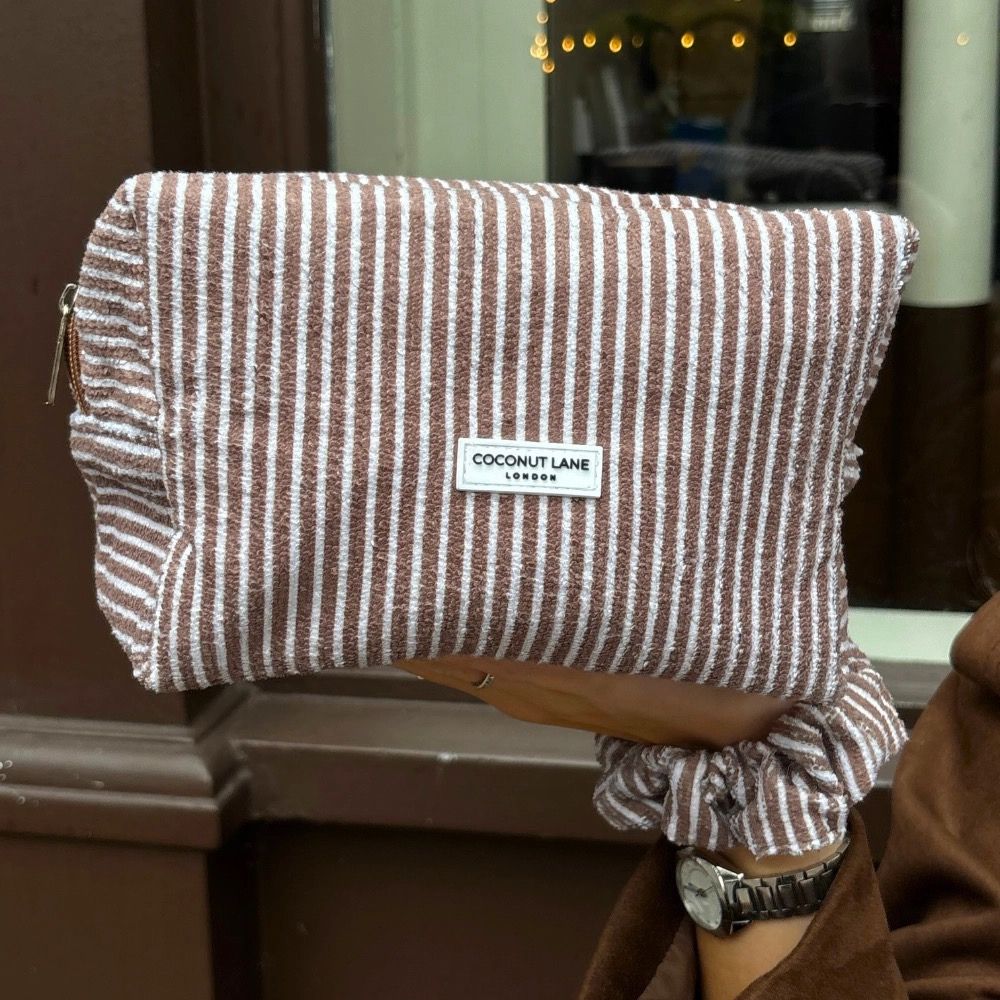 Towel Makeup Bag - Chestnut Stripes