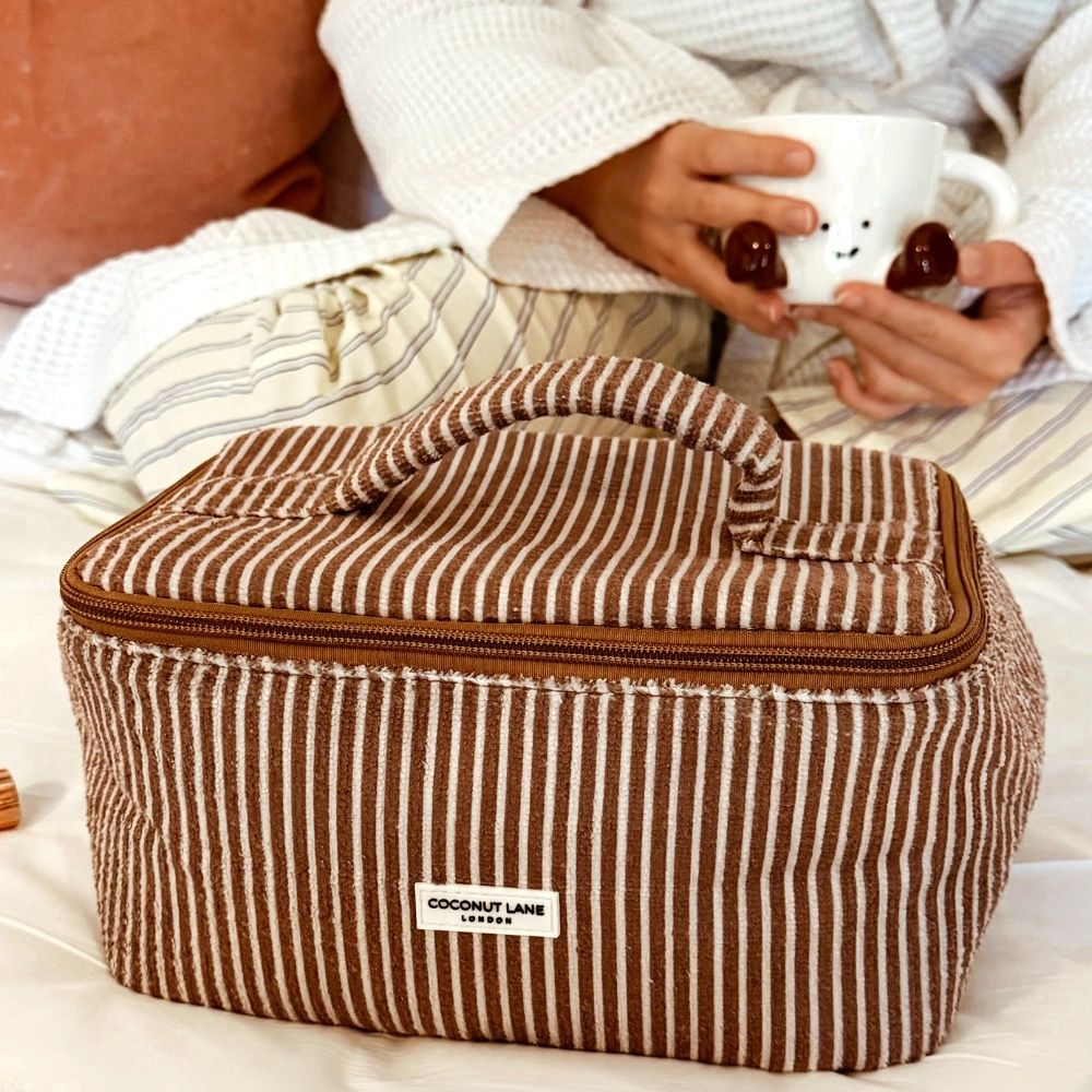 Travel Towel Vanity Case - Chestnut Stripes