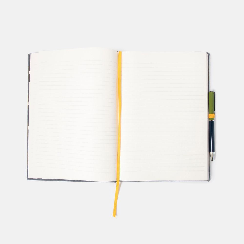 Navy/Khaki Stripe Casebound Notebook & Pen Set