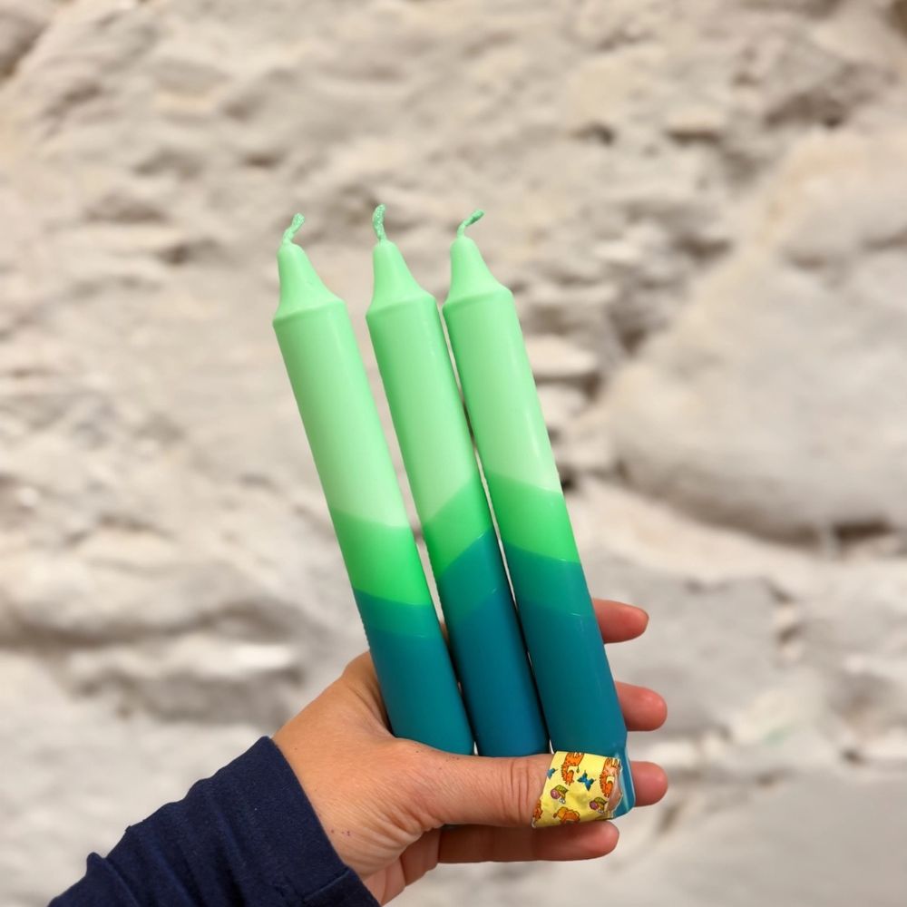 Aqua & teal Ombré Candle