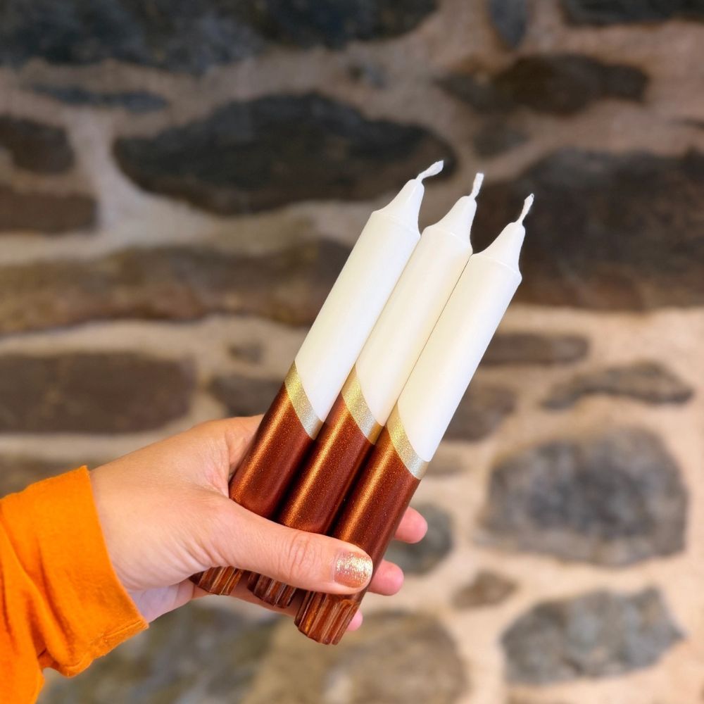 White, gold and copper foil dip Dinner Candle