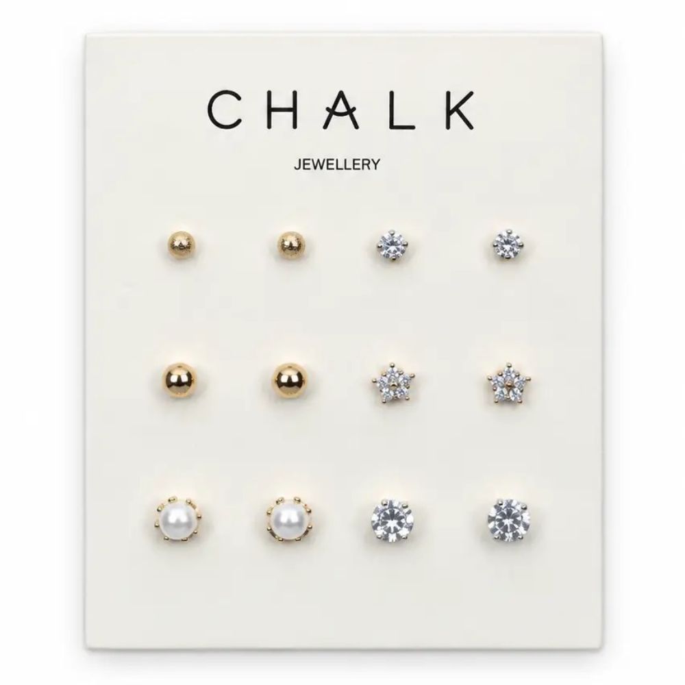 Multi-Stud Earring Card - Gold
