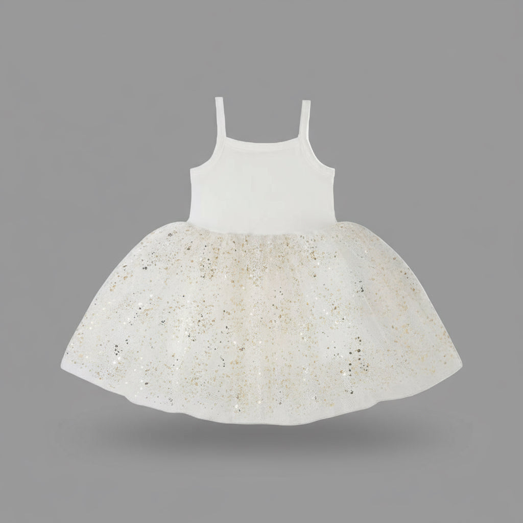 White & Gold Sparkle Dress