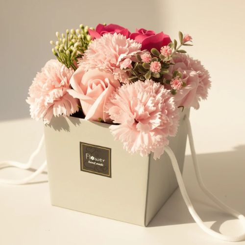 Pink Rose & Carnation Soap Flower Bouquet