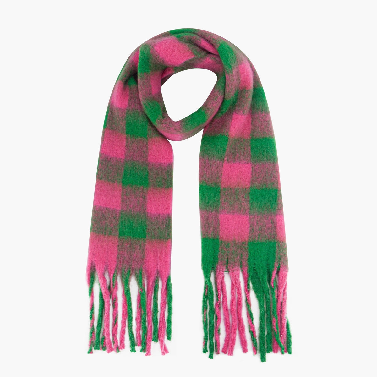 Check Heavyweight Scarf - Green/Pink
