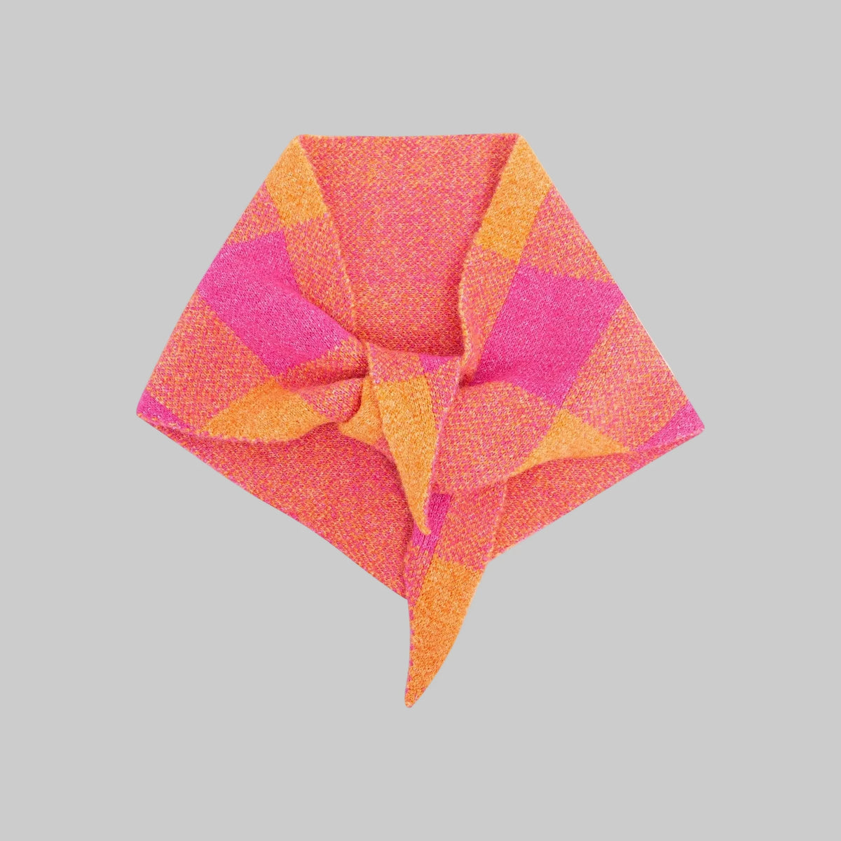 Check Triangle Heavyweight Scarf - Orange/Pink