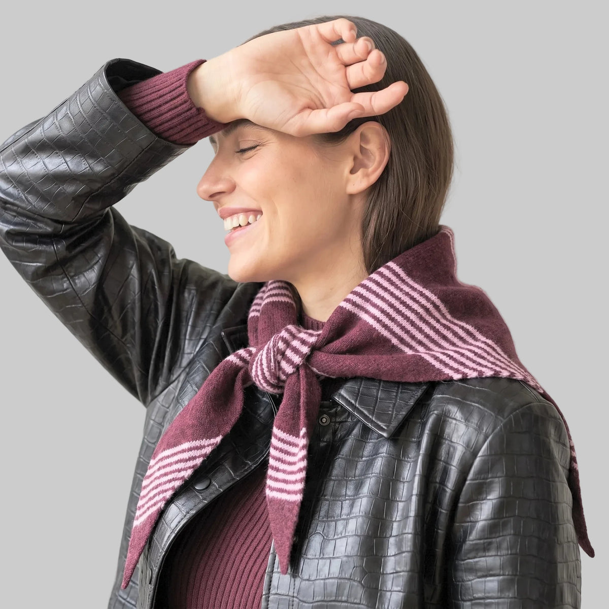 Striped Triangle Heavyweight Scarf - Berry/Pink
