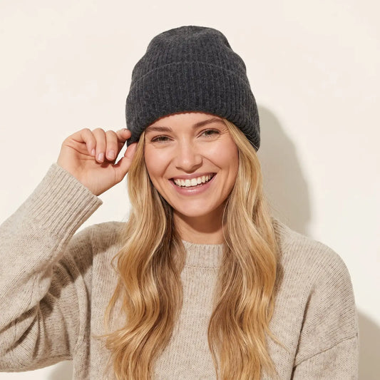 Kit Wool Blend Beanie Hat - Dark Grey