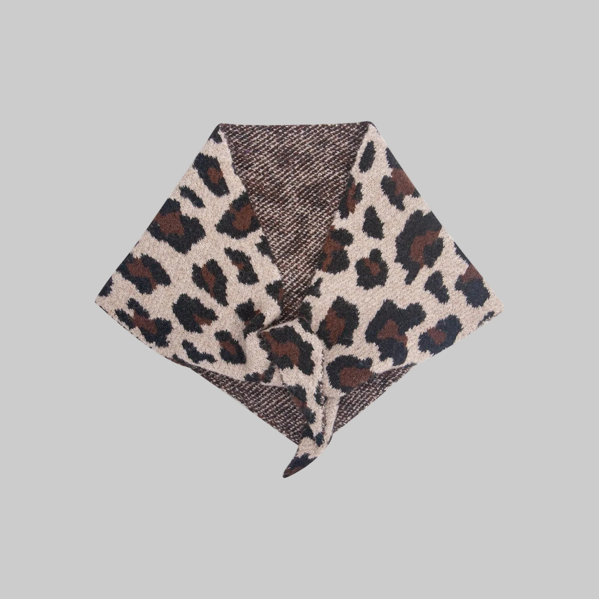 Leopard Print Triangle Scarf - Beige