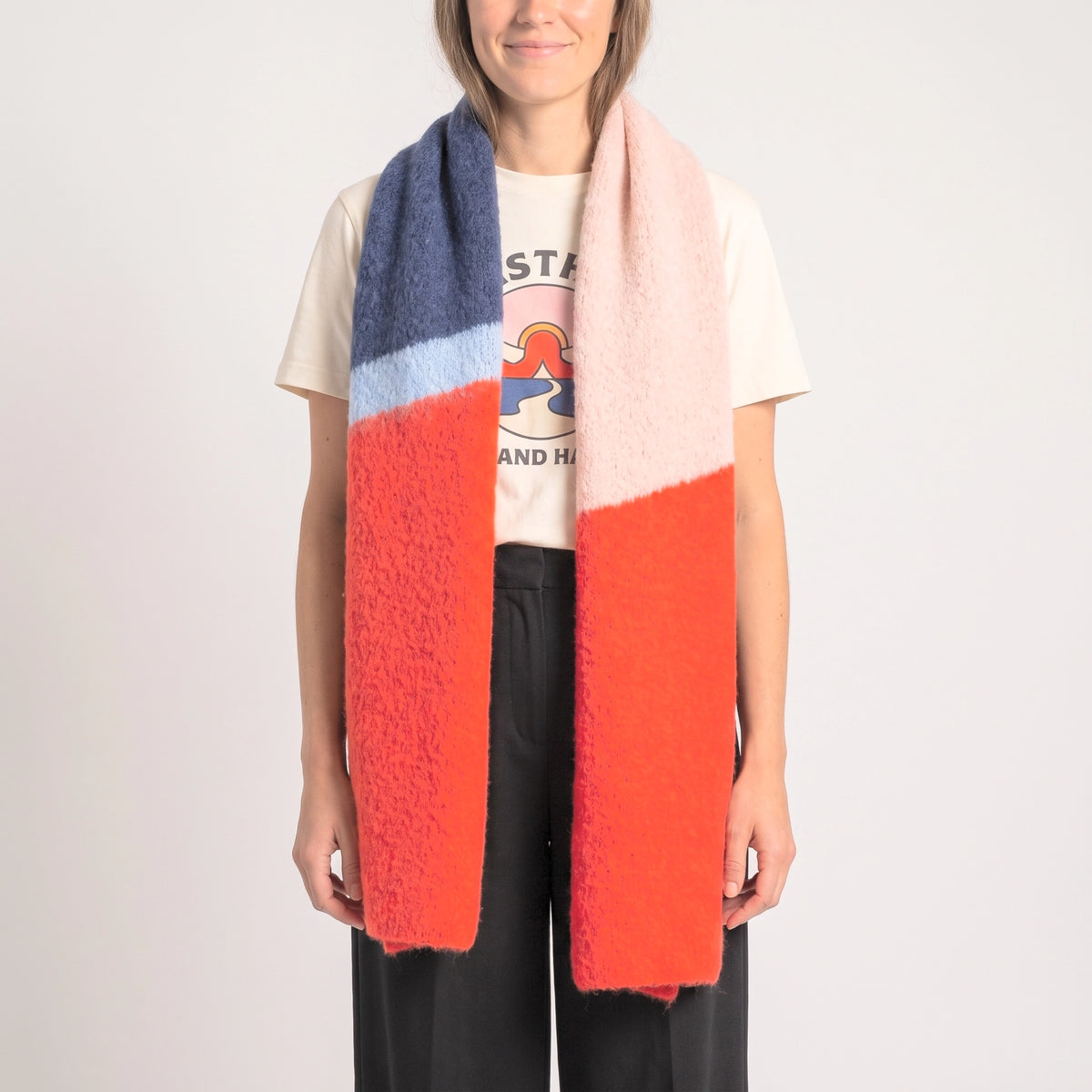 Colour Block Heavyweight Scarf - Berry/Red
