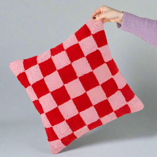 Red And Pink Checked Cushion