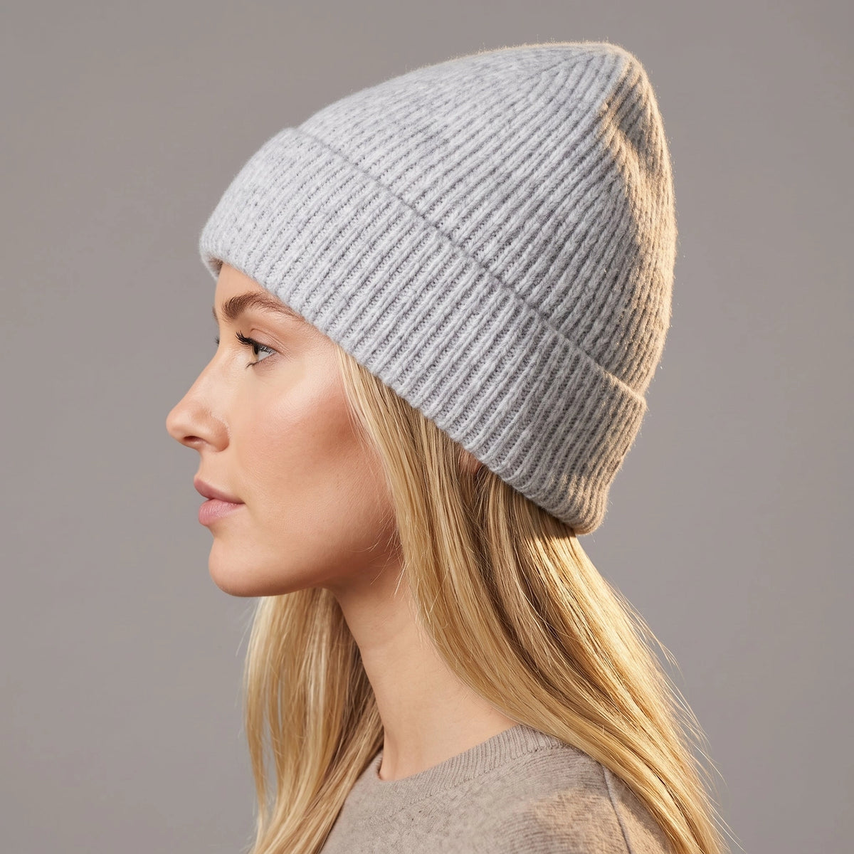 Kit Wool Blend Beanie Hat - Light Grey