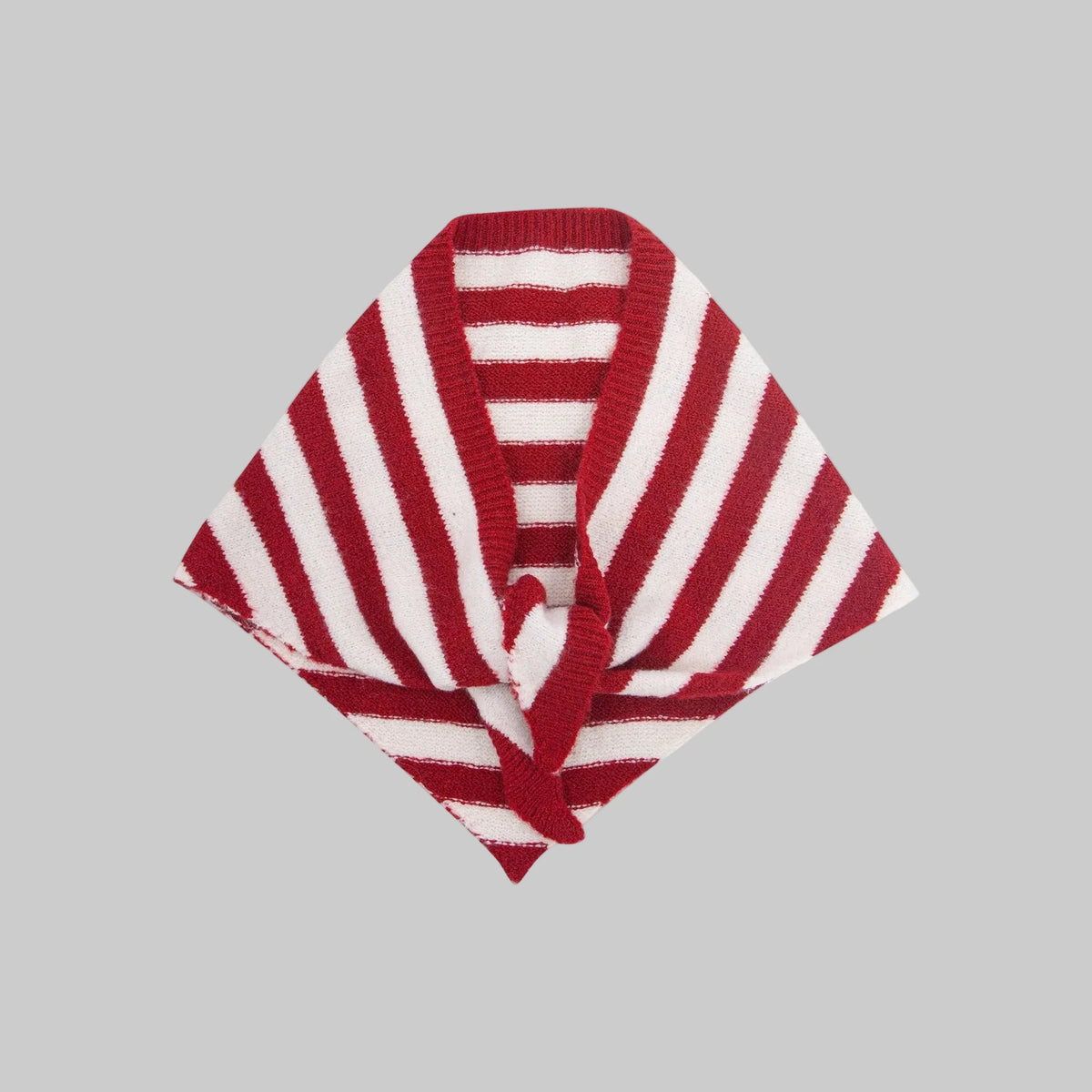 Striped Triangle  Scarf - Red/Cream
