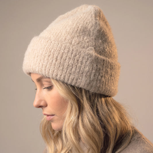 Textured Beanie Hat - Beige