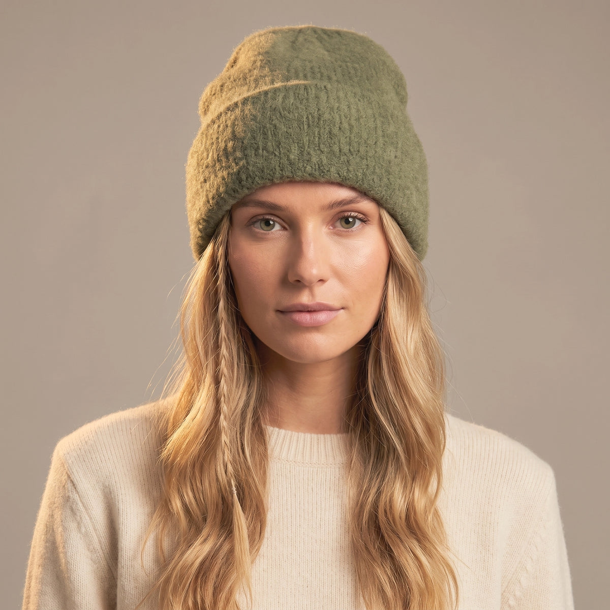 Textured Beanie Hat - Moss Green