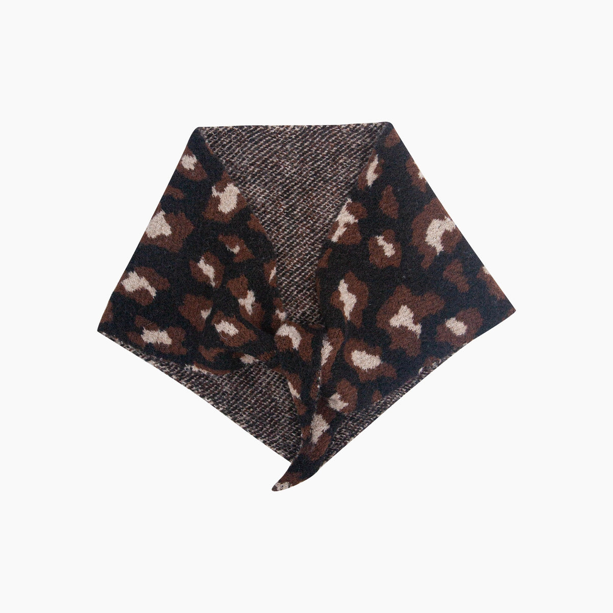 Leopard Print Triangle Scarf - Black