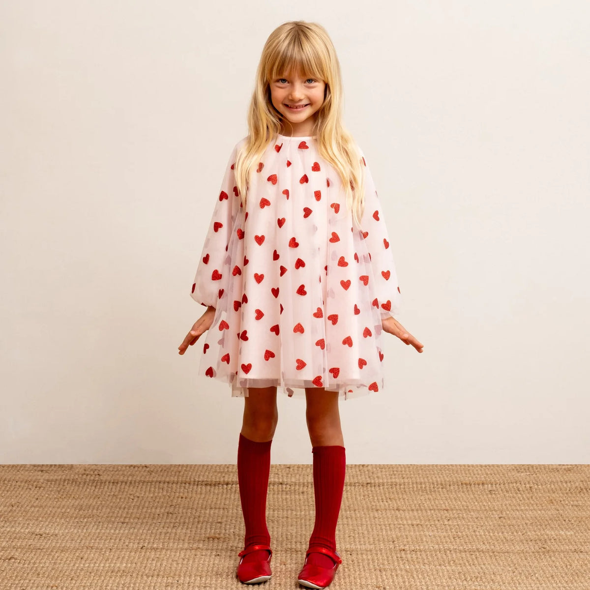 Pink And Red Glitter Hears Dress