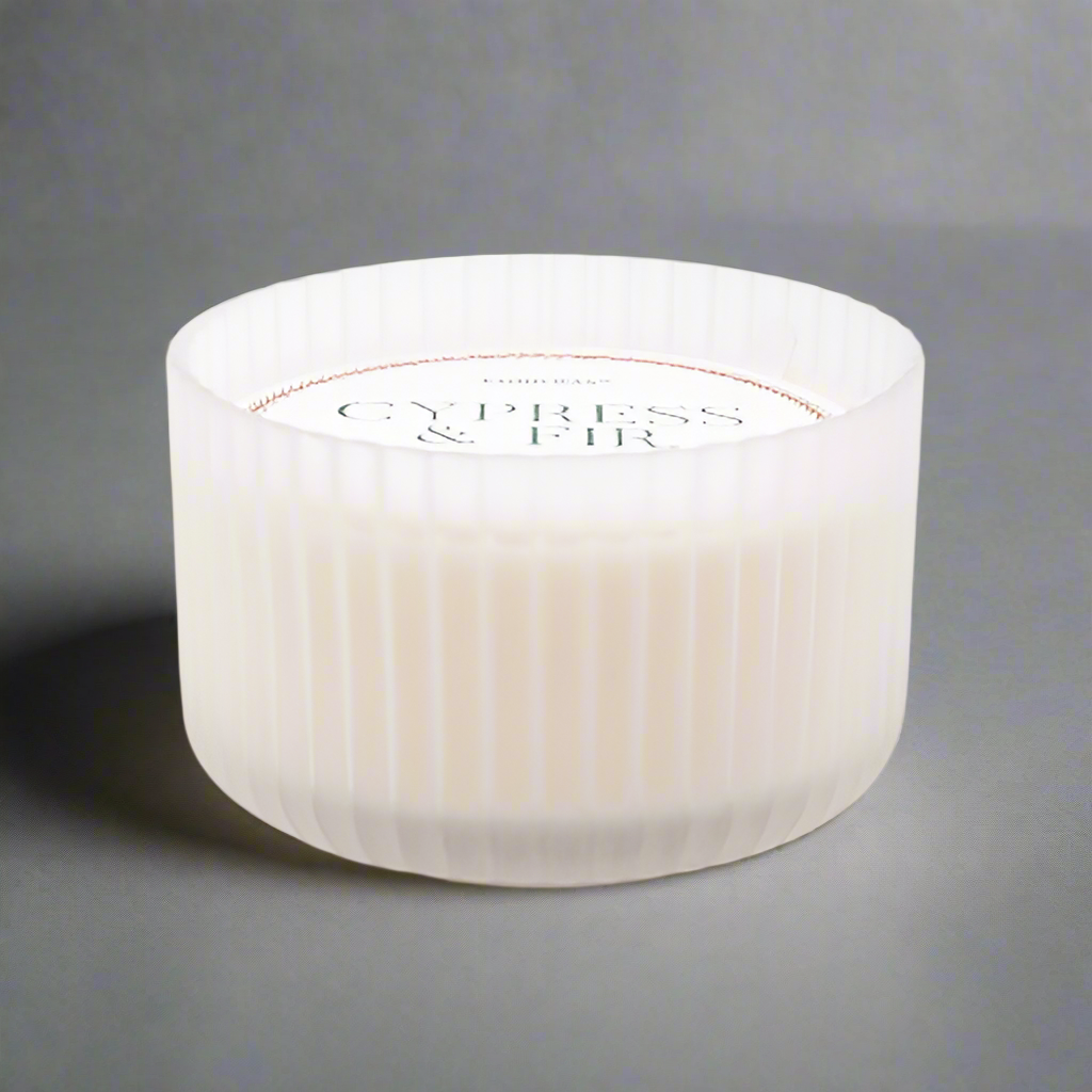 Cypress & Fir - Large 3 Wick White Frosted Glass