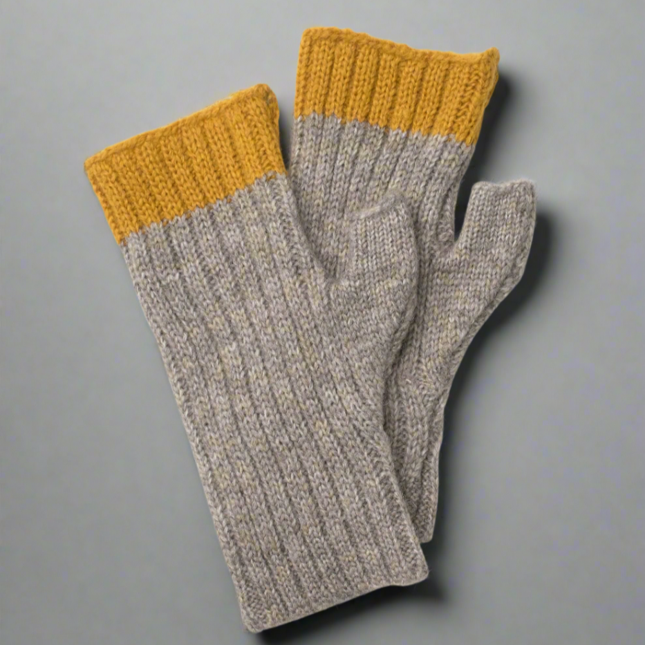 Malmo Weave Fingerless Gloves - Mustard